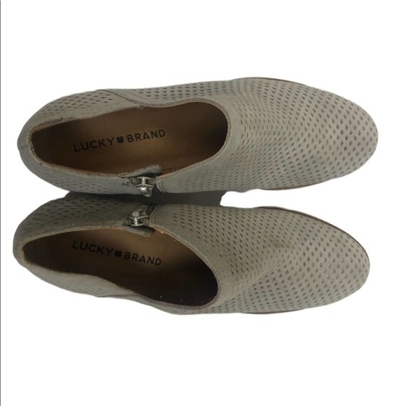 Lucky Brand Gray Suede Booties Baylah Perforated 8.5 - Picture 4 of 7